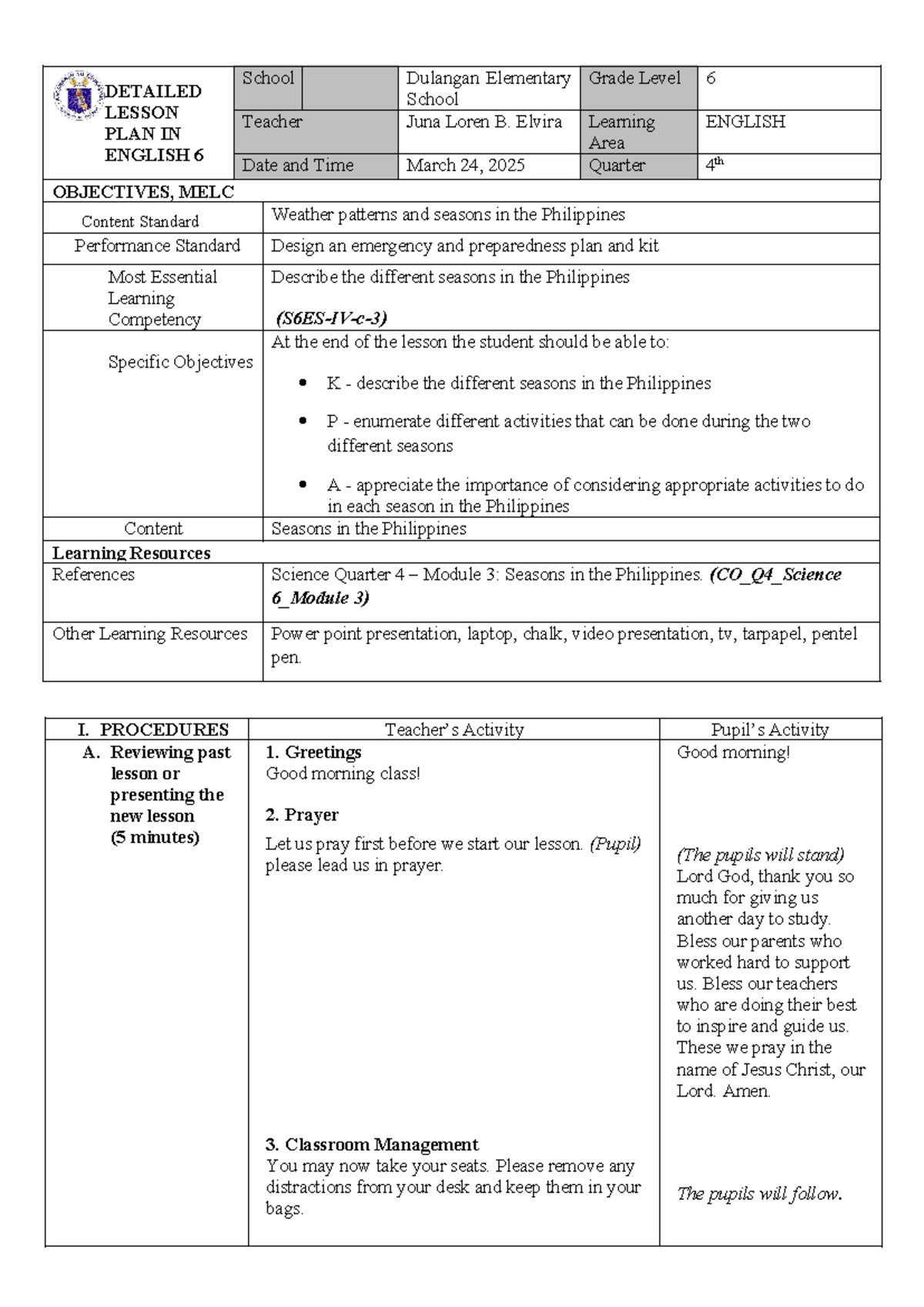 CAMS-ELEM- Final Lesson Plan: Understanding Seasons & Multimedia in ...