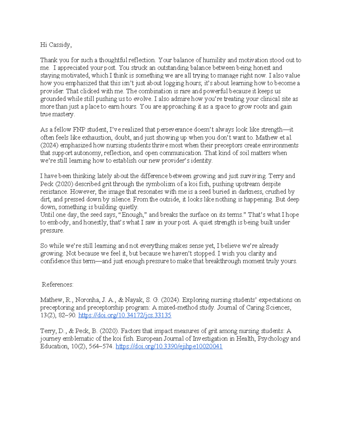 FNP Discussion Reflection: Growth, Grit, and Mastery - Studocu