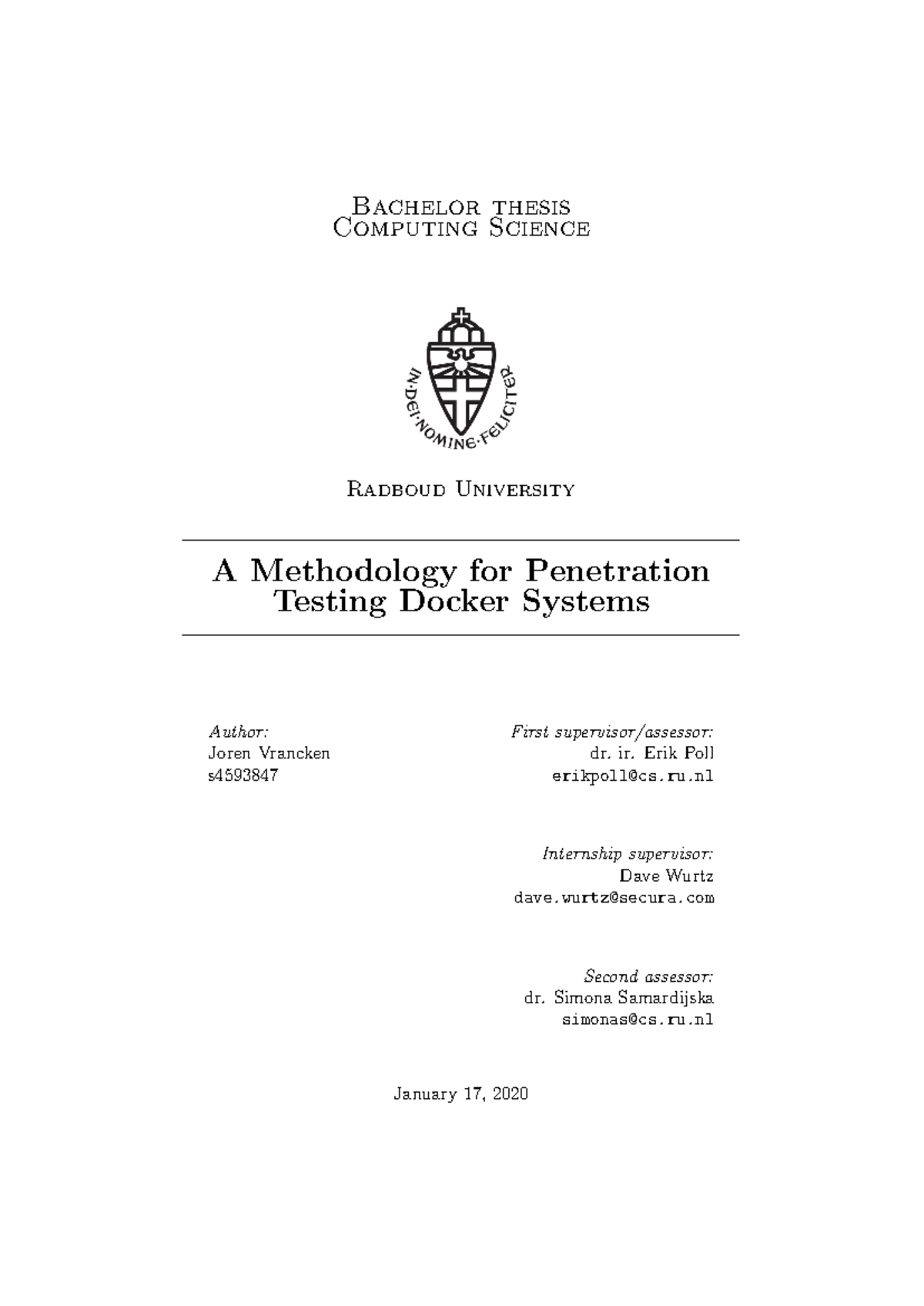 A Methodology for Penetration Testing Docker Systems (CS 4593847) - Studocu