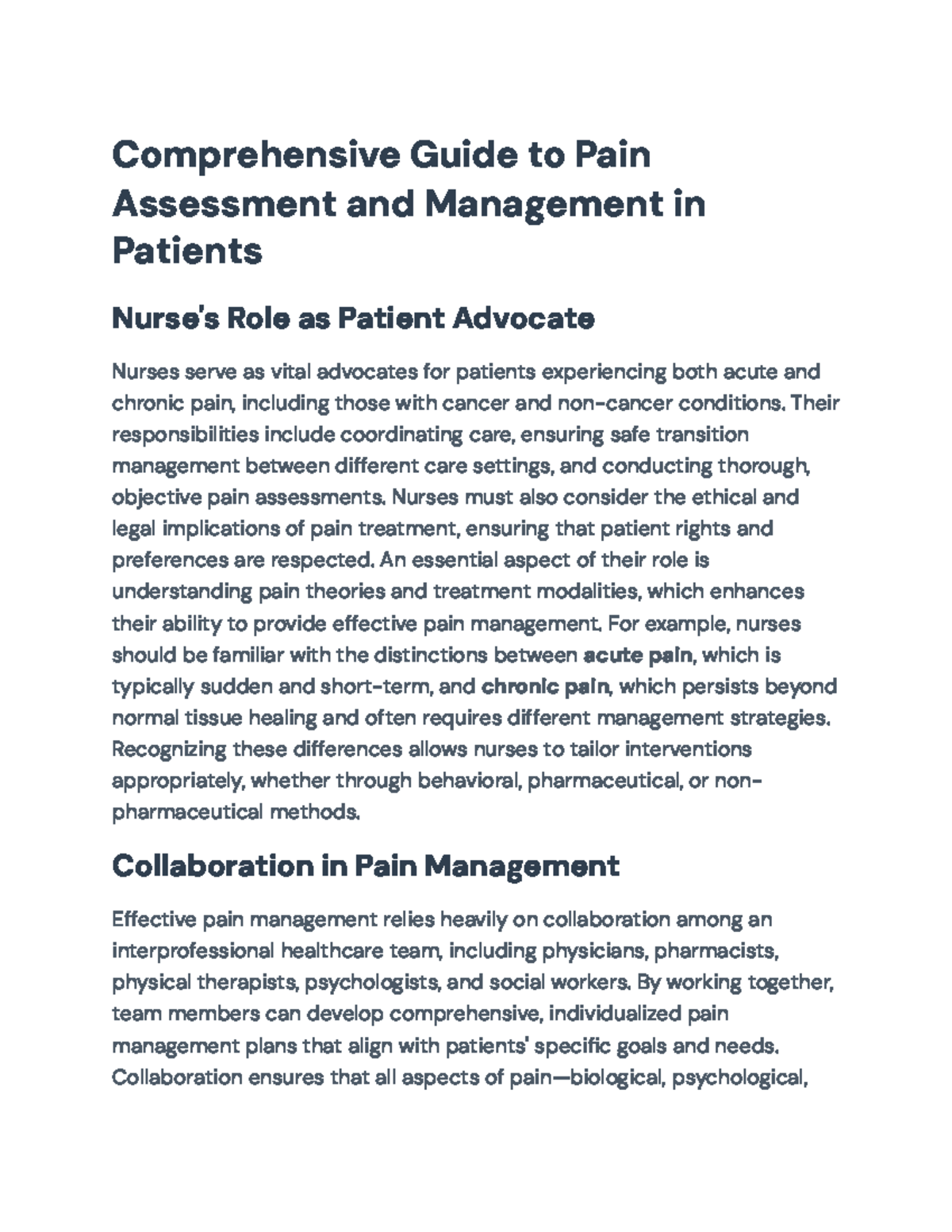 Comprehensive Guide to Pain Assessment & Management in Nursing (NUR 301 ...