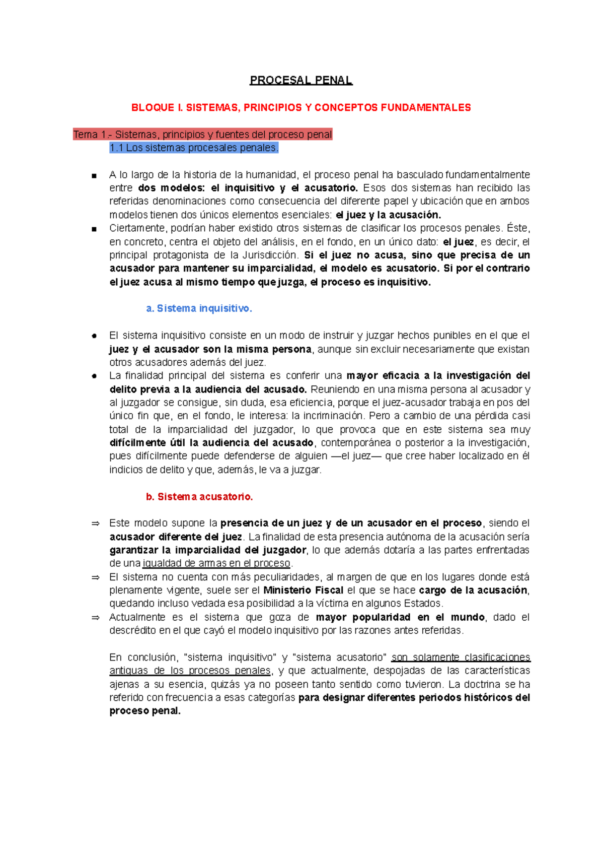 Tema 1: Sistemas y Principios del Proceso Penal - UB - Studocu