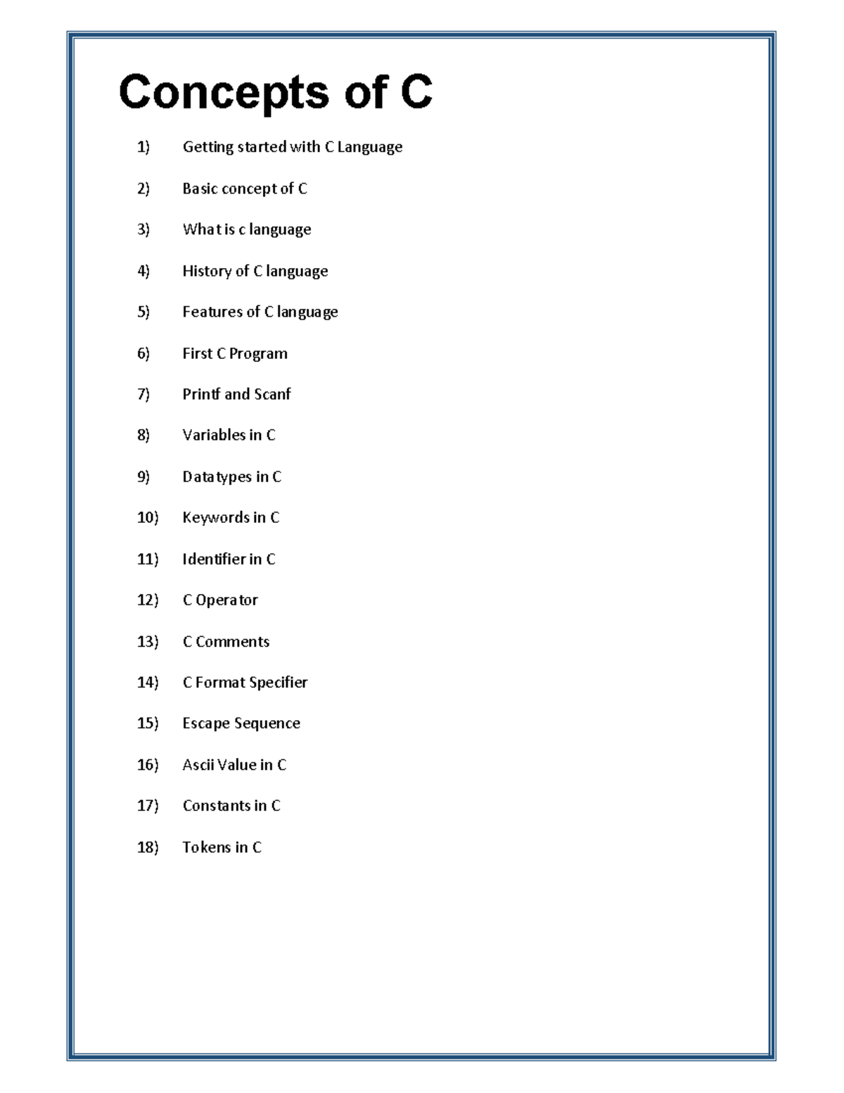 CP Notes Part 1 - Education - Concepts of C 1) Getting started with C ...