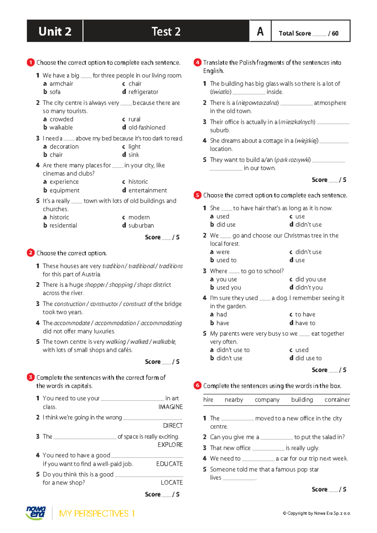 Unit 2, Test 2 - Complete the Sentences and Translate - Studocu