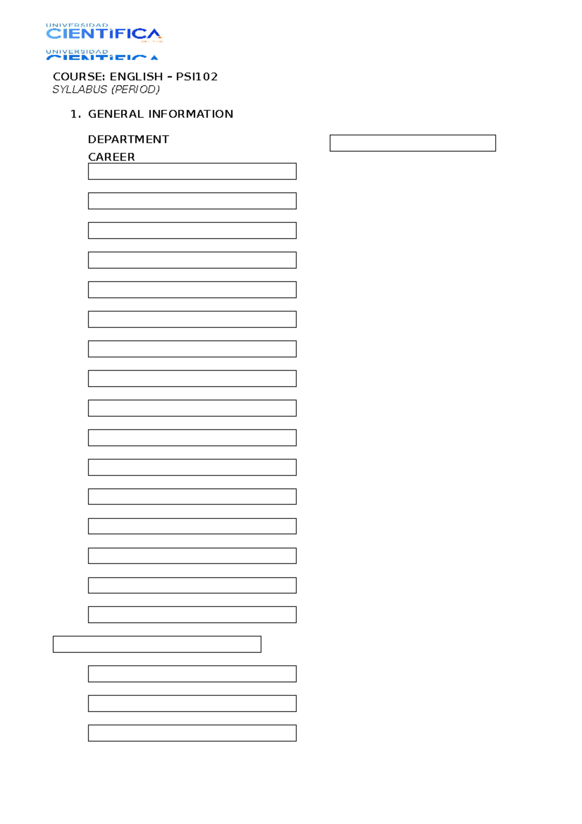Sílabo del Curso de Inglés PSI 2021-2: Estructura y Evaluación - Document Preview