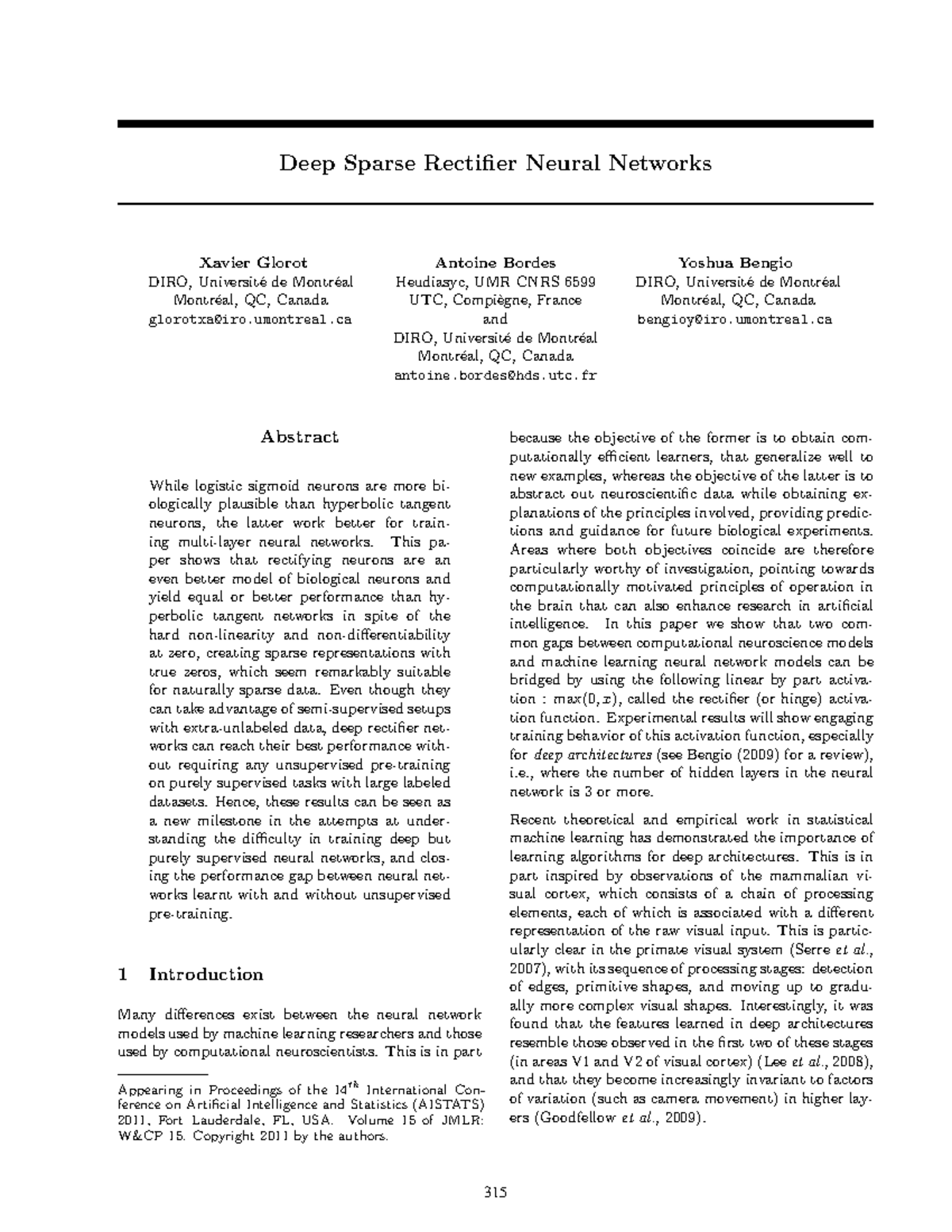 Deep Sparse Rectifier Neural Networks: Bridging Neuroscience & AI - Studocu