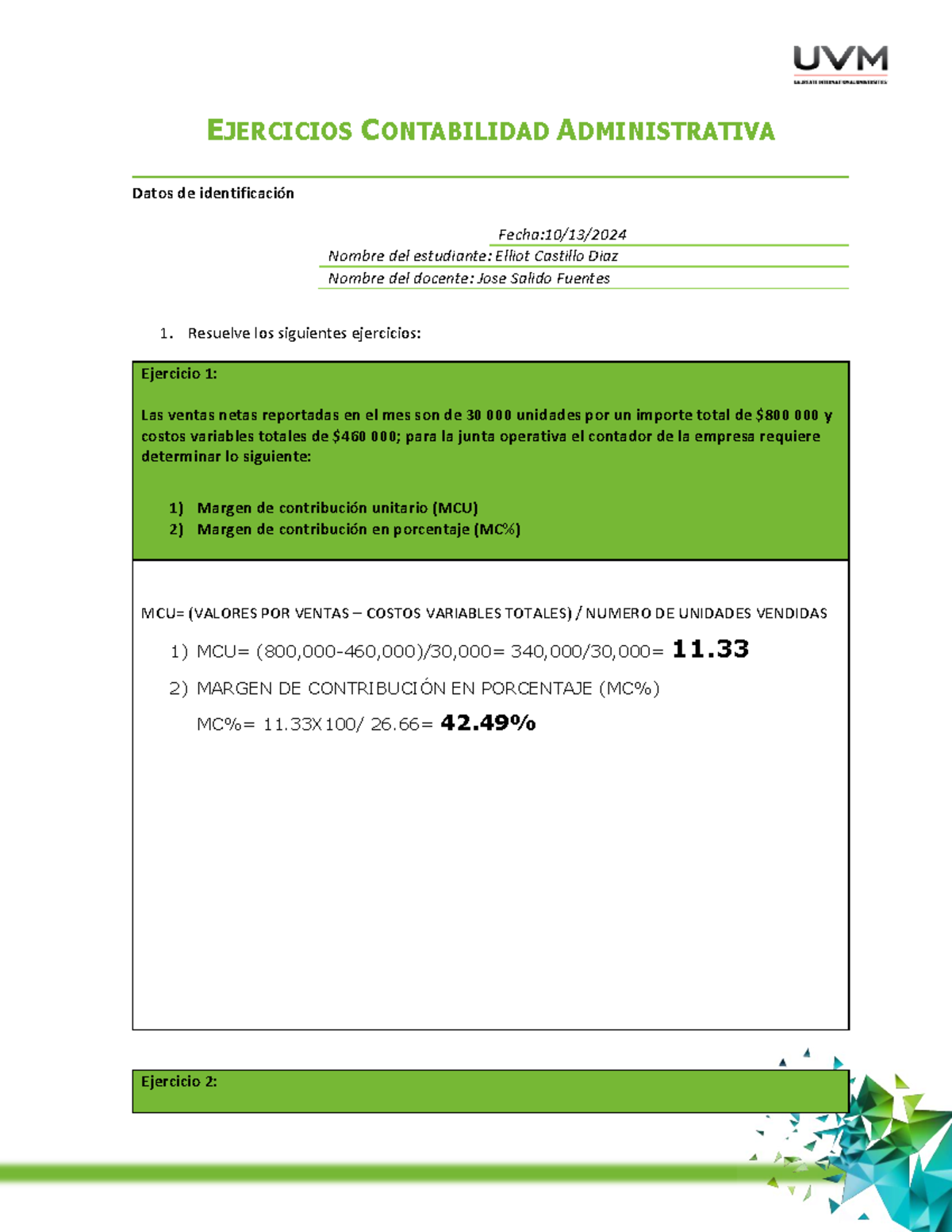Ejercicios De Contabilidad Administrativa Actividad 5 Studocu