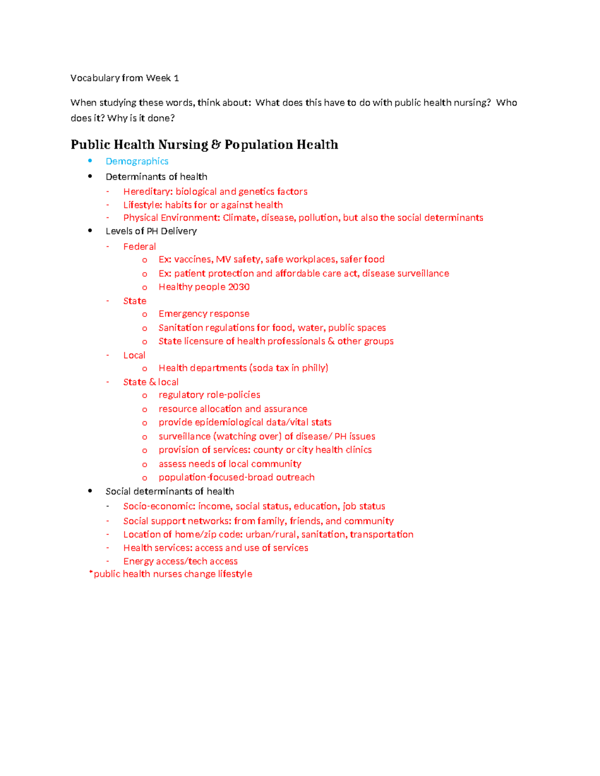Public Health Test Map 1: Key Concepts & Interventions Overview - Studocu