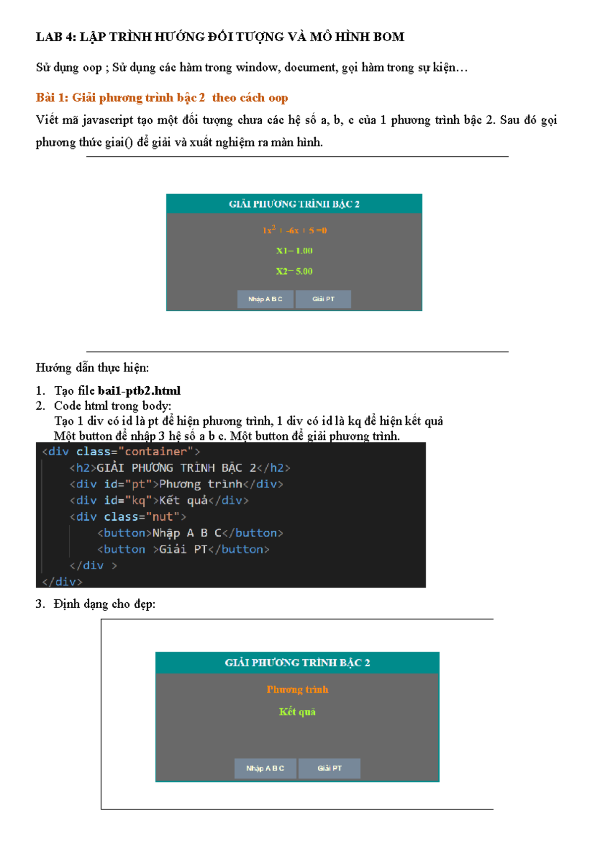 WEB1042 - Lab 4 - huong dan lam bai web lab4 - LAB 4: LẬP TRÌNH HƯỚNG ...