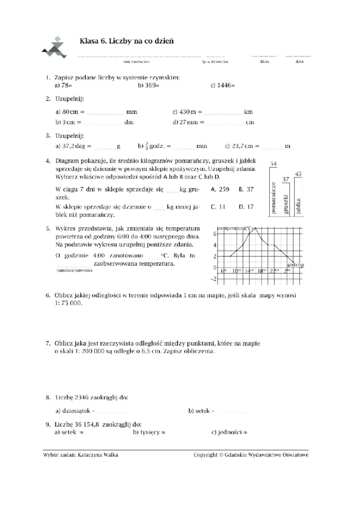 Sprawdzian Liczby Na Co Dzień Kl 6 www.studocu.com