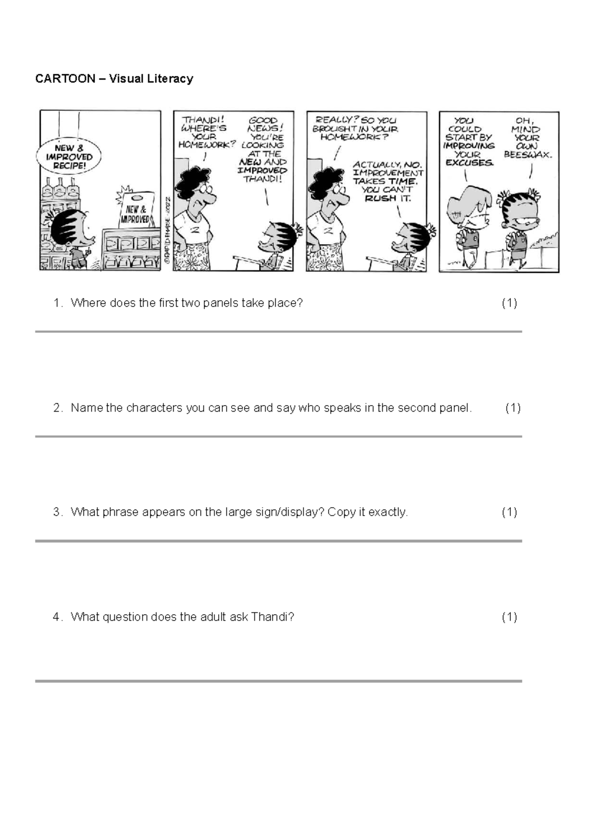 CARTOON Visual Literacy 1: Analysis and Marking Guide - Studocu
