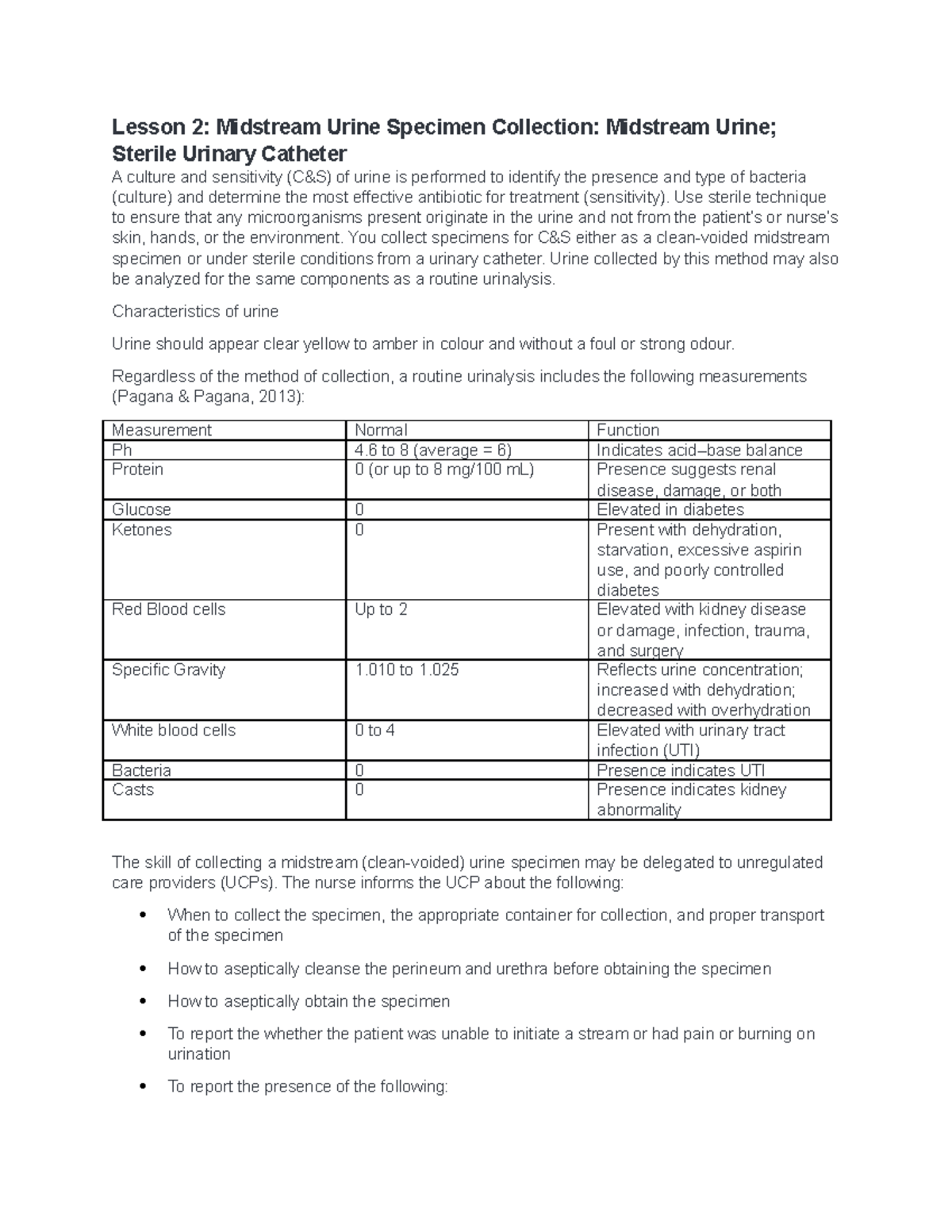 Module 3: Midstream Urine Specimen Collection Lesson 2 Notes - Studocu