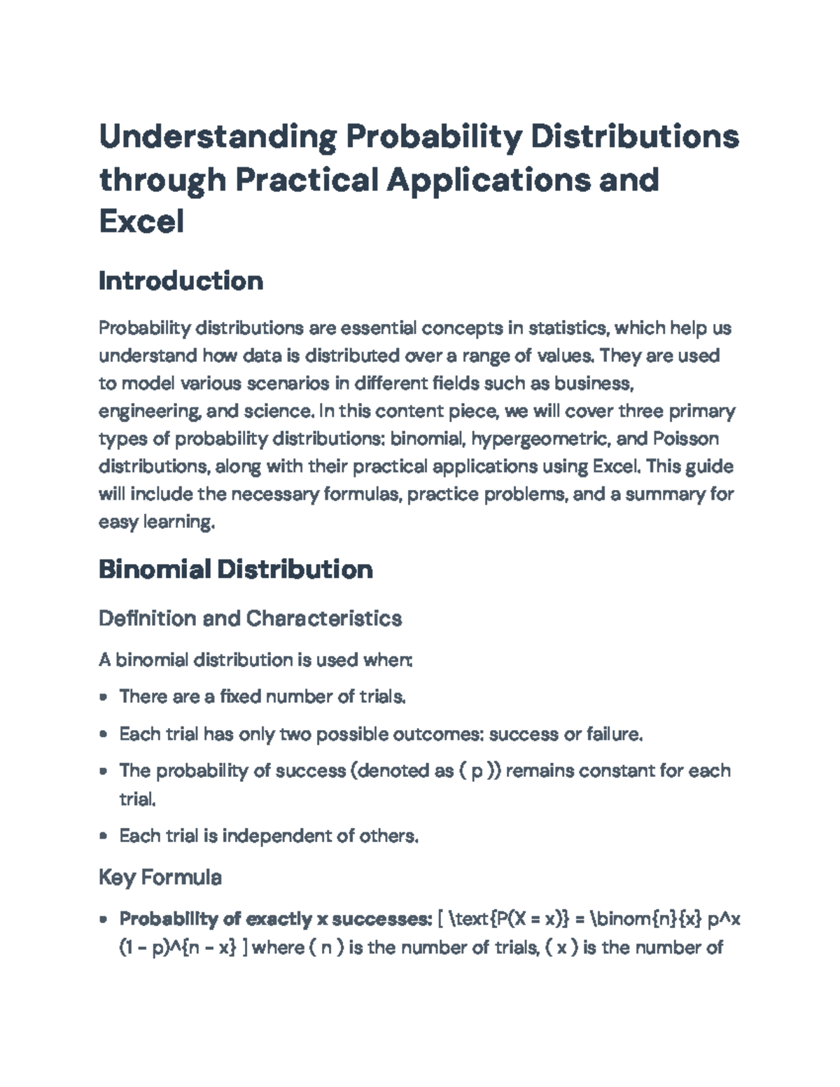 Probability Distributions: Practical Applications with Excel ...