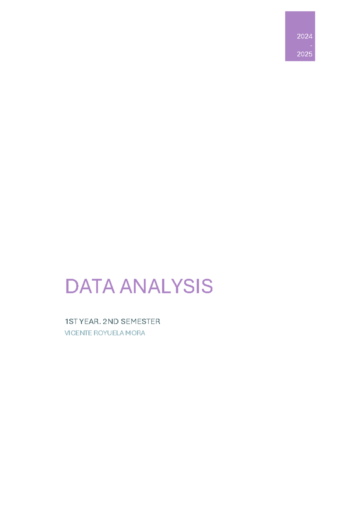 Data Analysis Notes: 1st Year, 2nd Semester (2024-2025) - Studocu