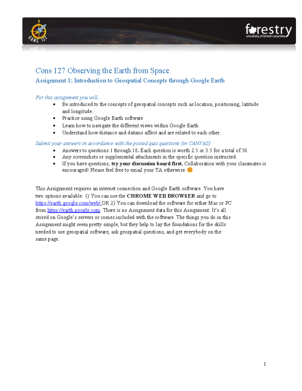 CONS 127 A1: Intro to Geospatial Concepts via Google Earth - Studocu