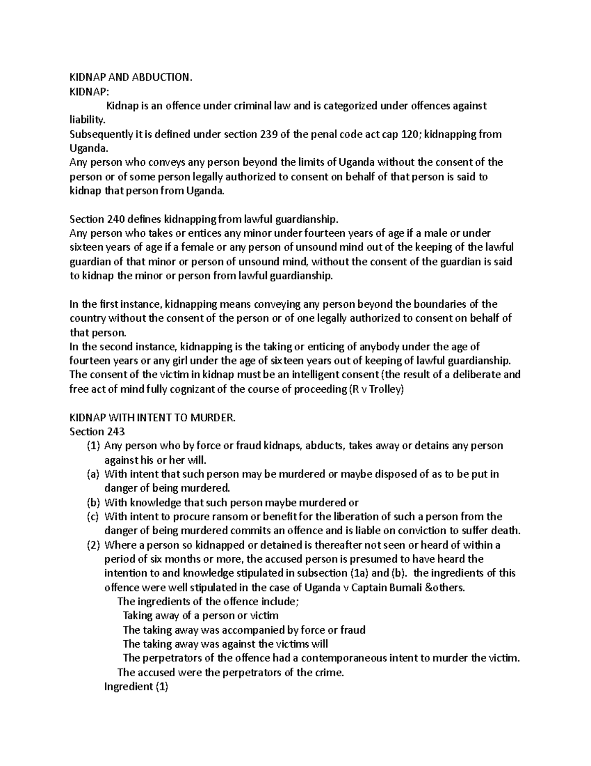Kidnap and Abduction: Legal Definitions and Case Studies in Uganda ...