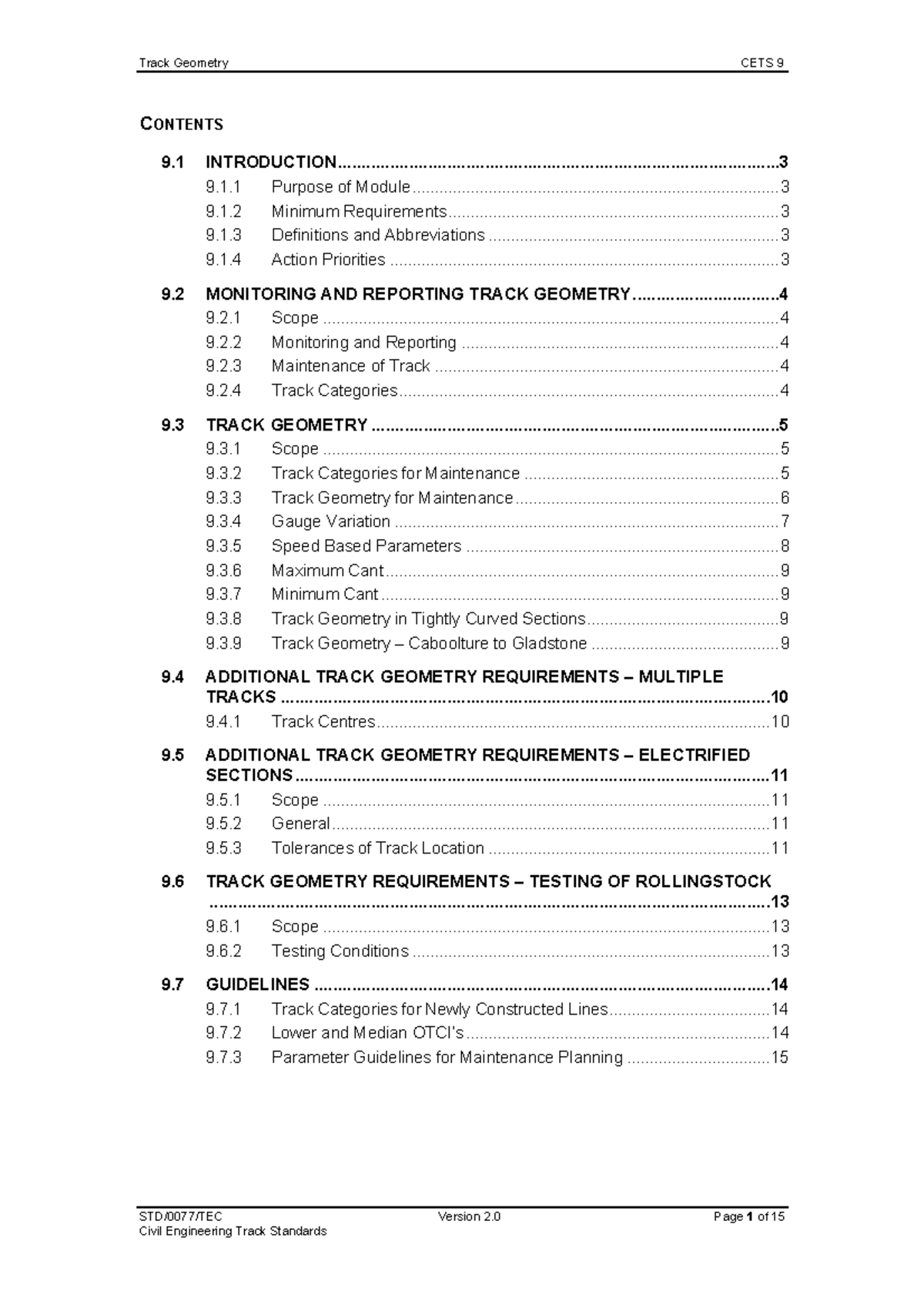 Track Geometry CETS 9: Comprehensive Reference Guide - Studocu