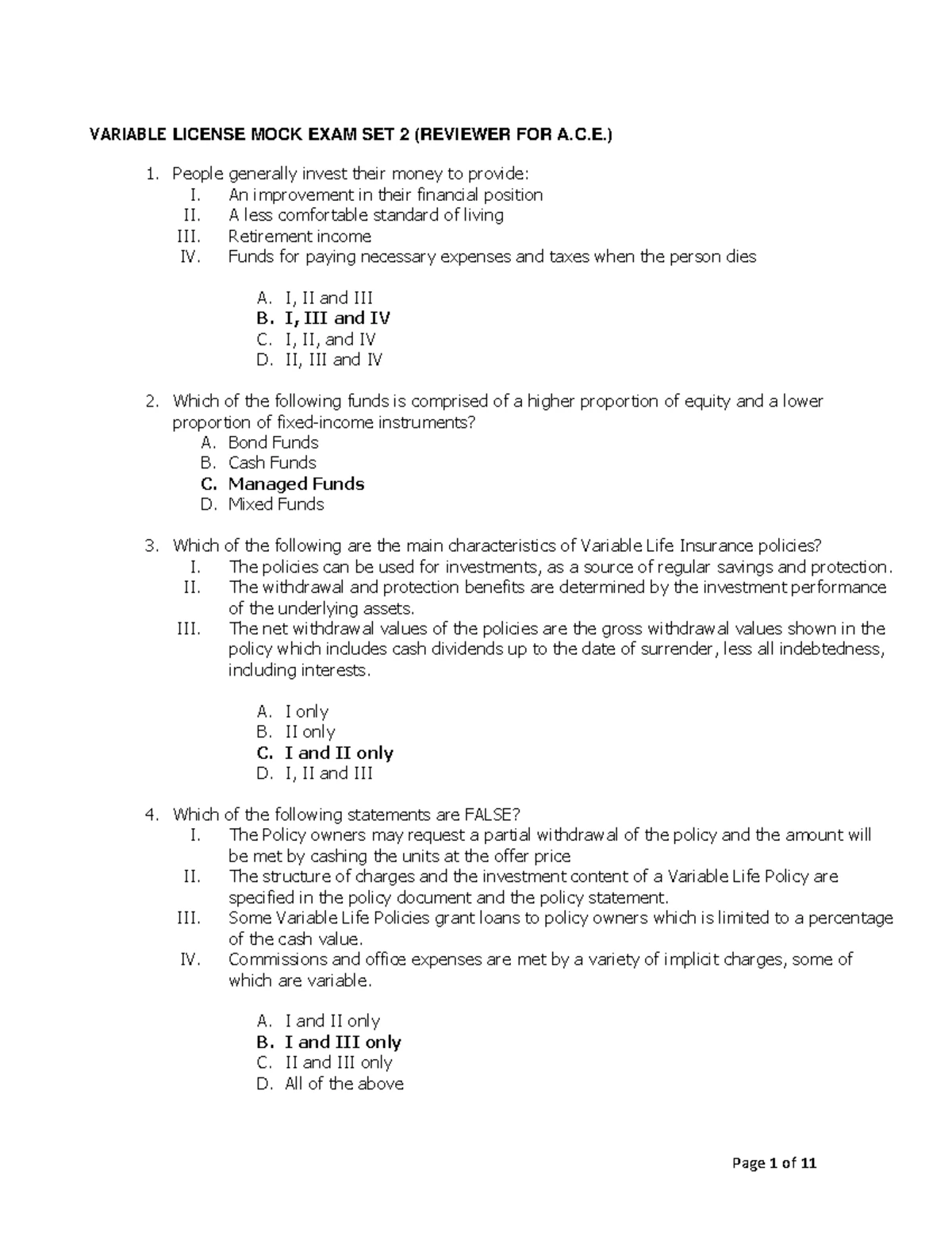 IC TRAD Mock Exam 1 Reviewer: Traditional Life Insurance Topics - Studocu