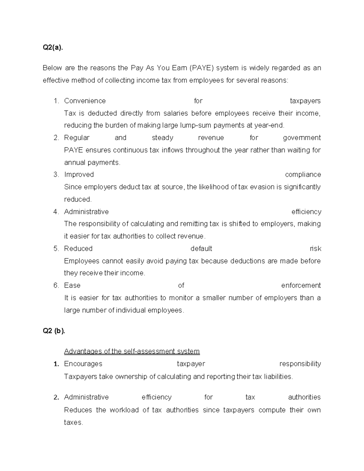 BAF 3020 - PAYE System Analysis: Advantages, Disadvantages ...