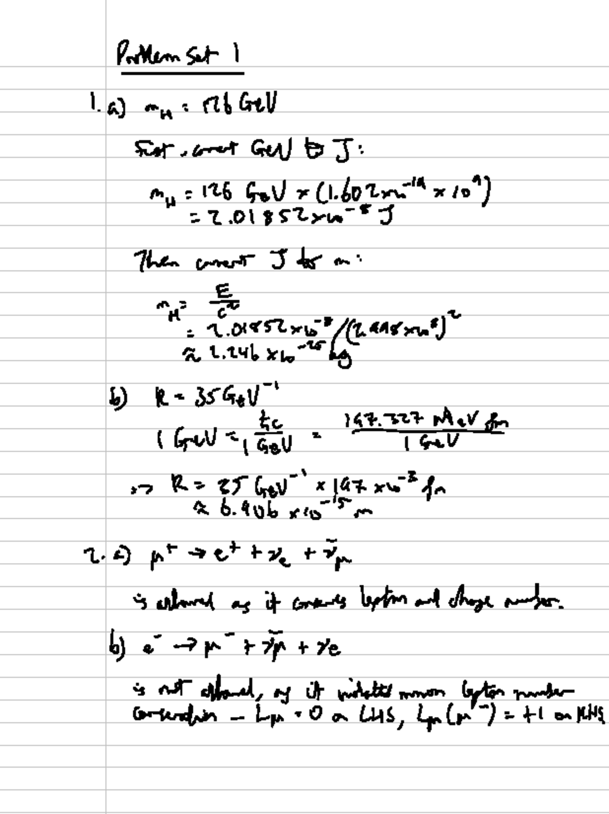 Problem Set 1: Advanced Concepts in Particle Physics (MH 126) - Studocu