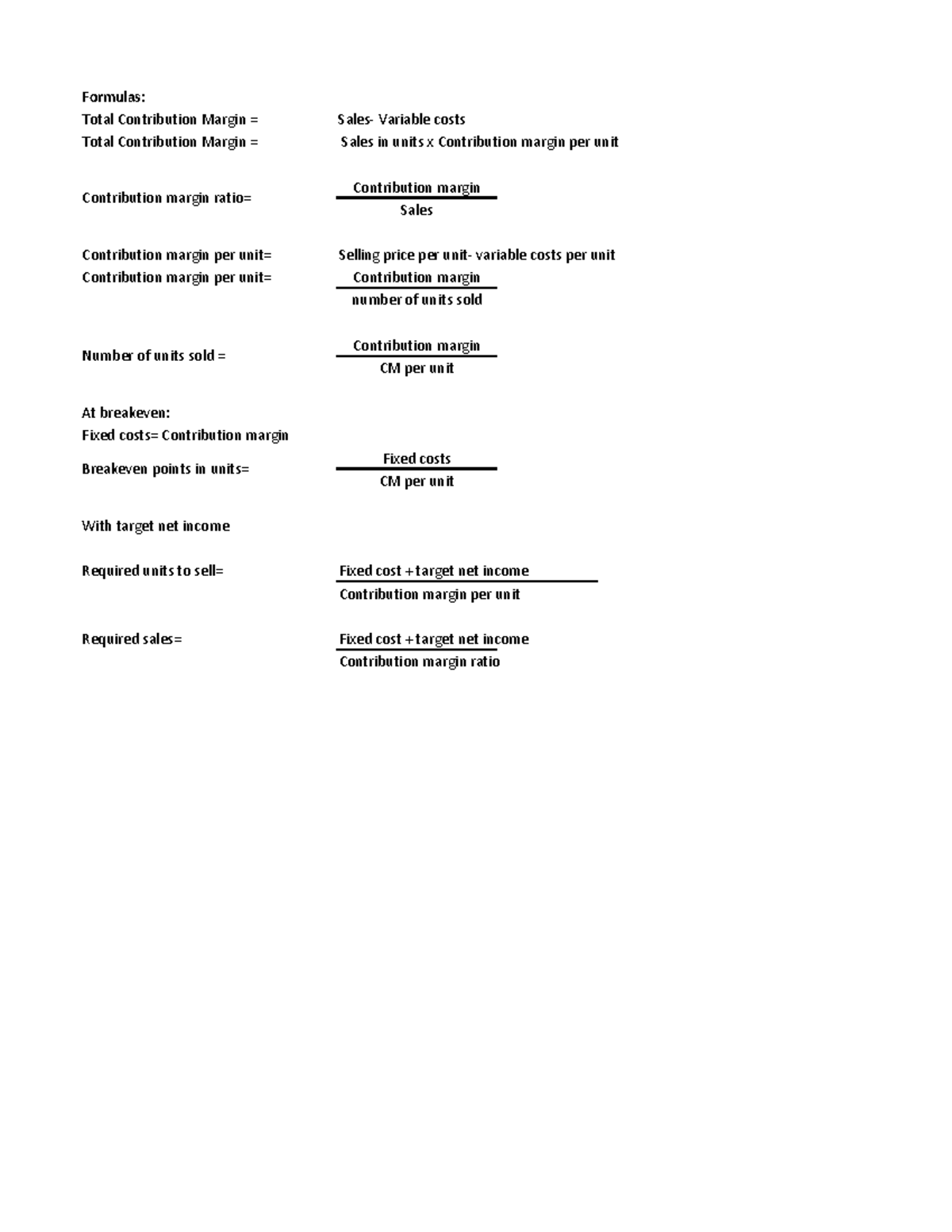 CVP- Analysis with Illustrative Example and Calculations - Studocu