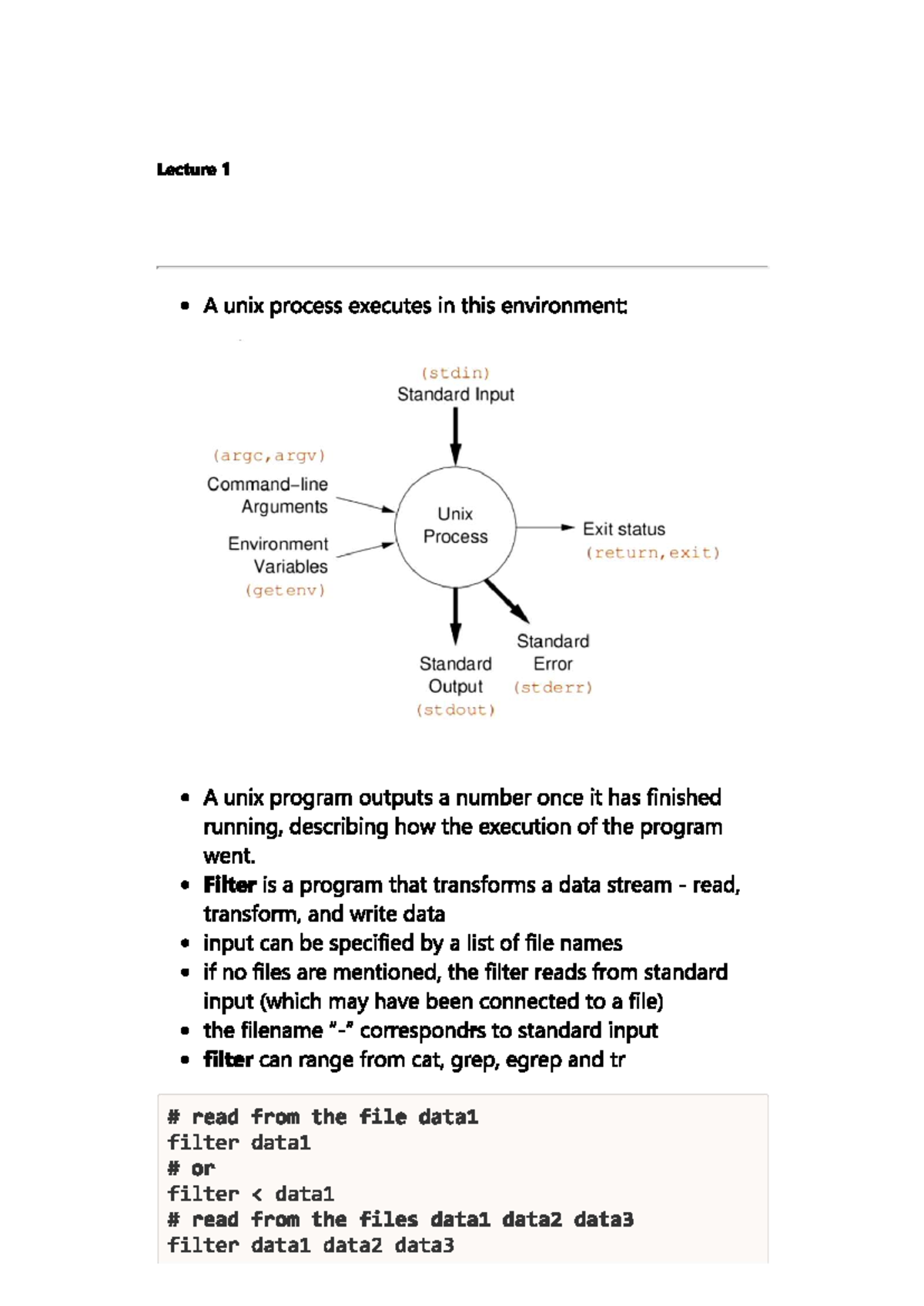 Comp2041 Lecture Notes on Shell Commands and Unix Basics - Studocu