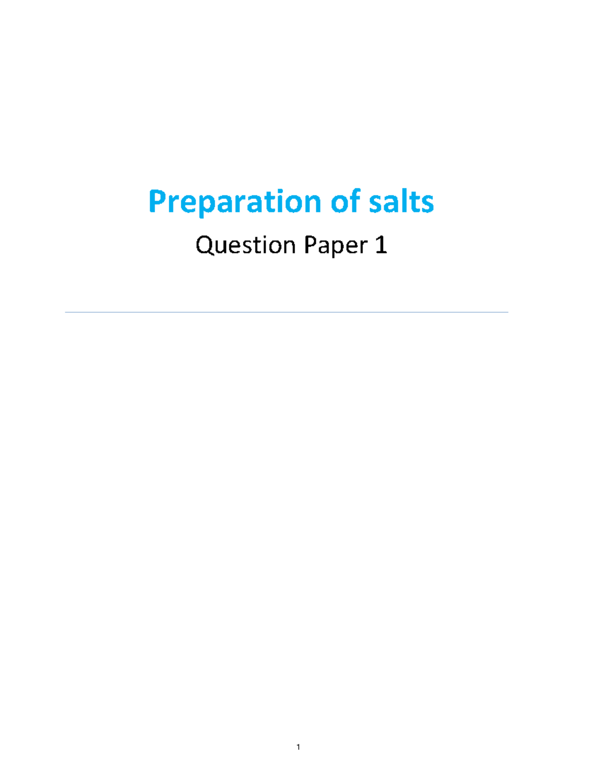 Preparation of salts - Preparation of salts Question Paper 1 Salts can ...