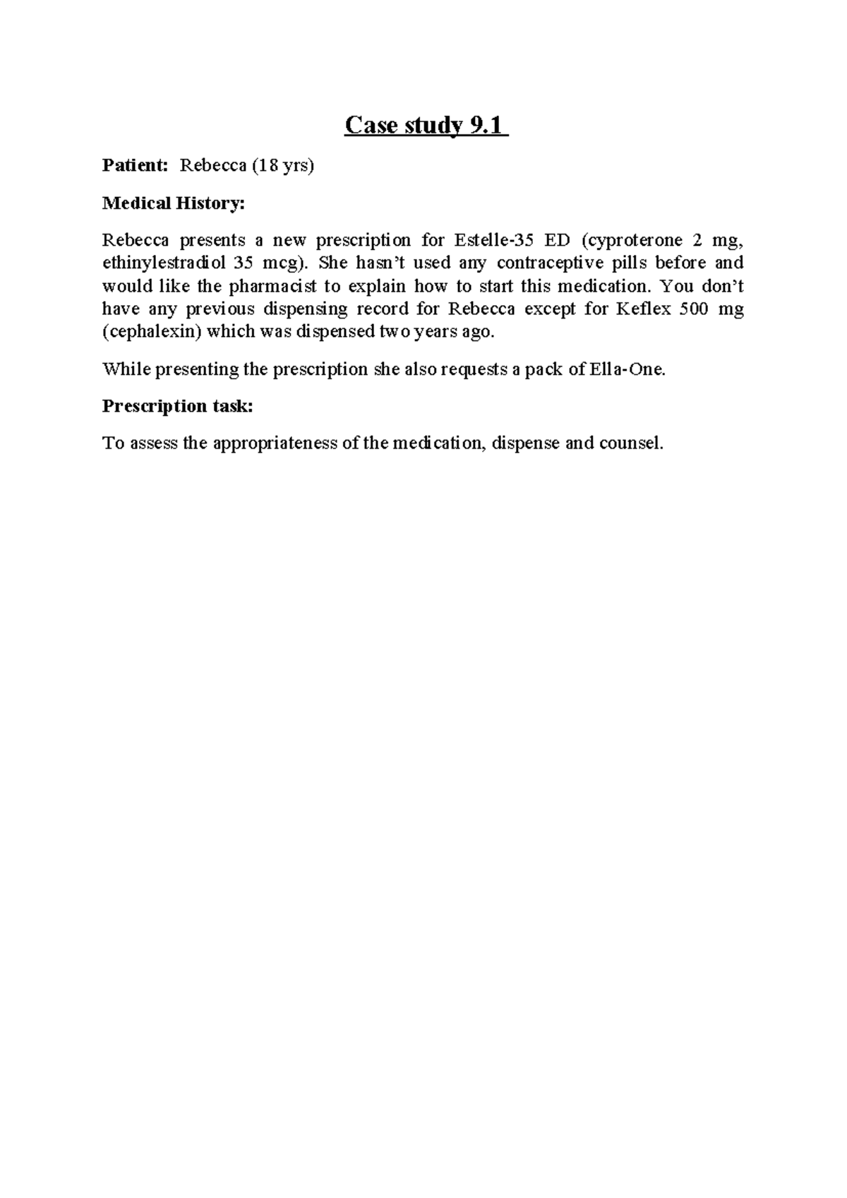 Case Study 9: Practical Cases in Dispensing (Pharmacy 101) - Studocu