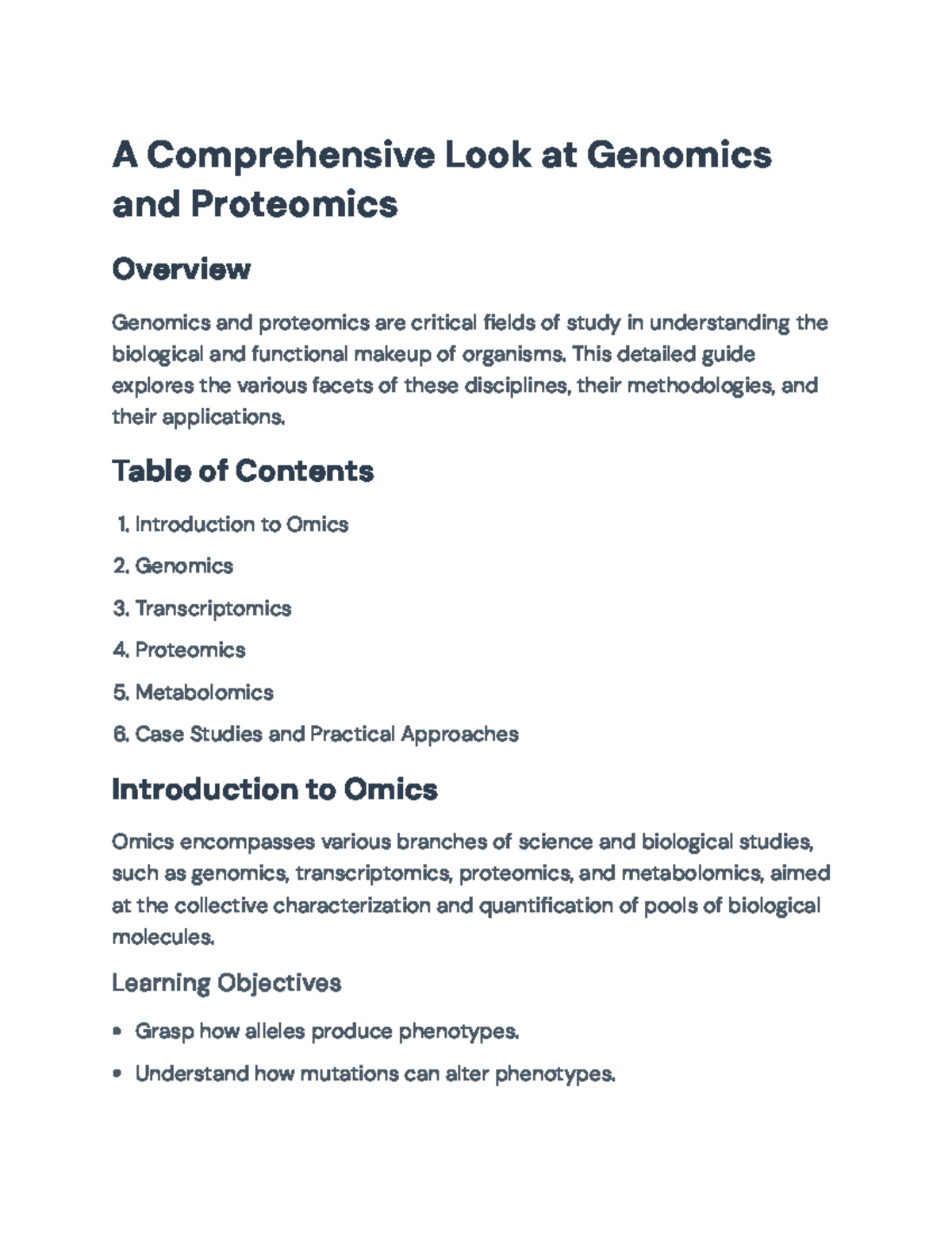 Genomics and Proteomics Overview: Key Concepts and Case Studies - A ...