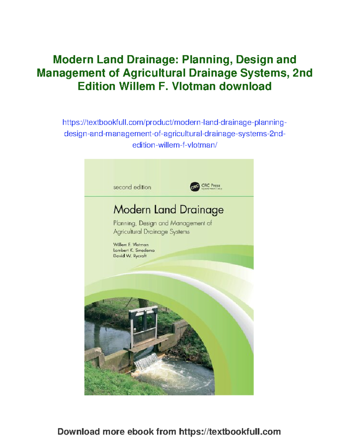 Modern Land Drainage: Planning & Design of Agri Drainage Systems - Studocu