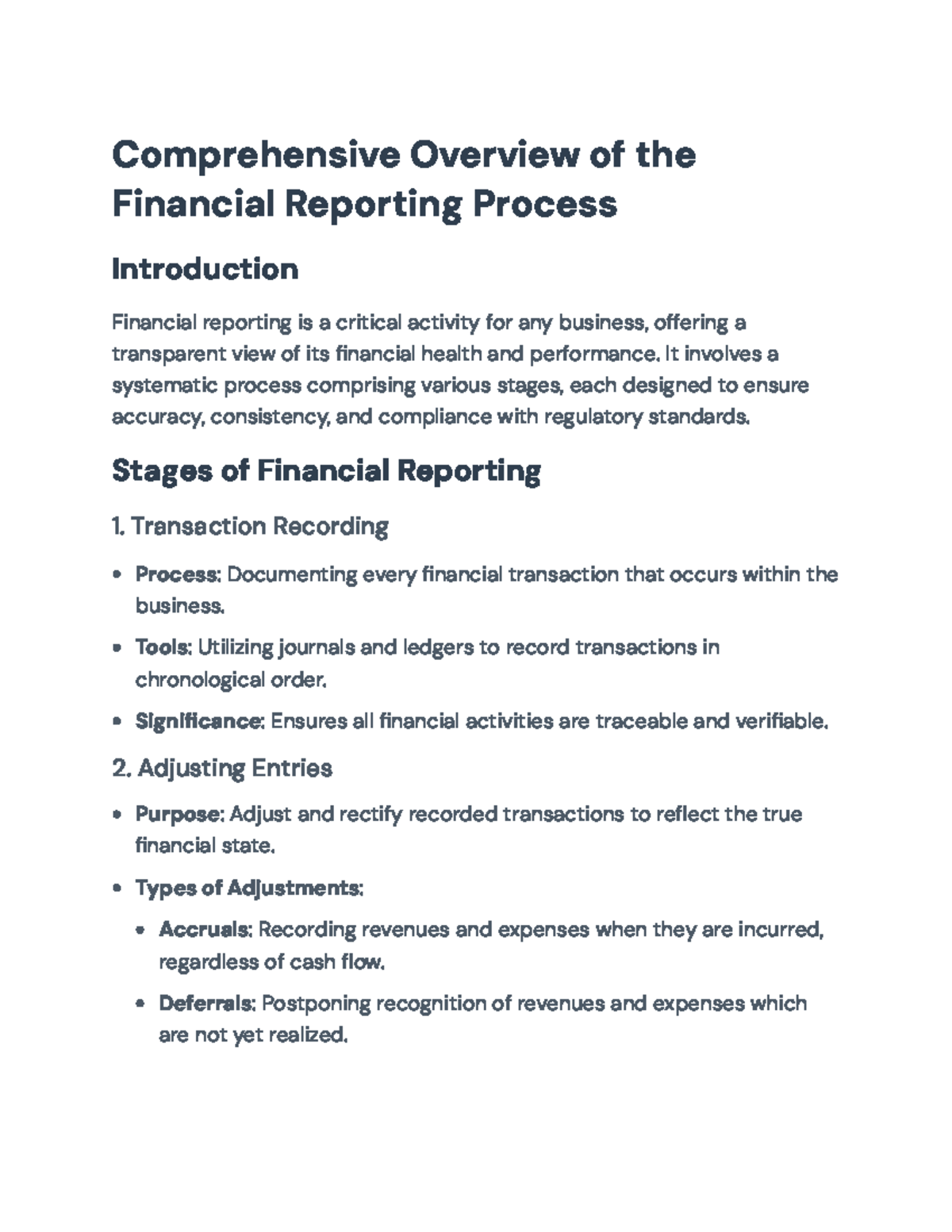 Comprehensive Overview of Financial Reporting Processes (ACC 101 ...