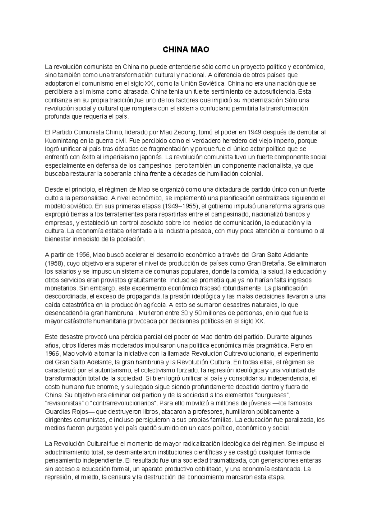 CHINA 101: La Revolución Comunista y su Impacto Cultural y Económico ...