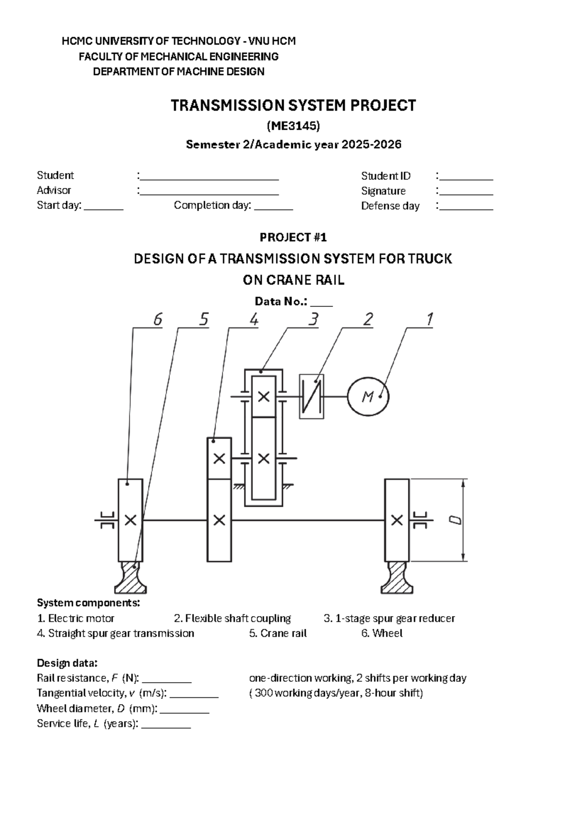 Project Design of a Transmission System for ME3145 - Studocu