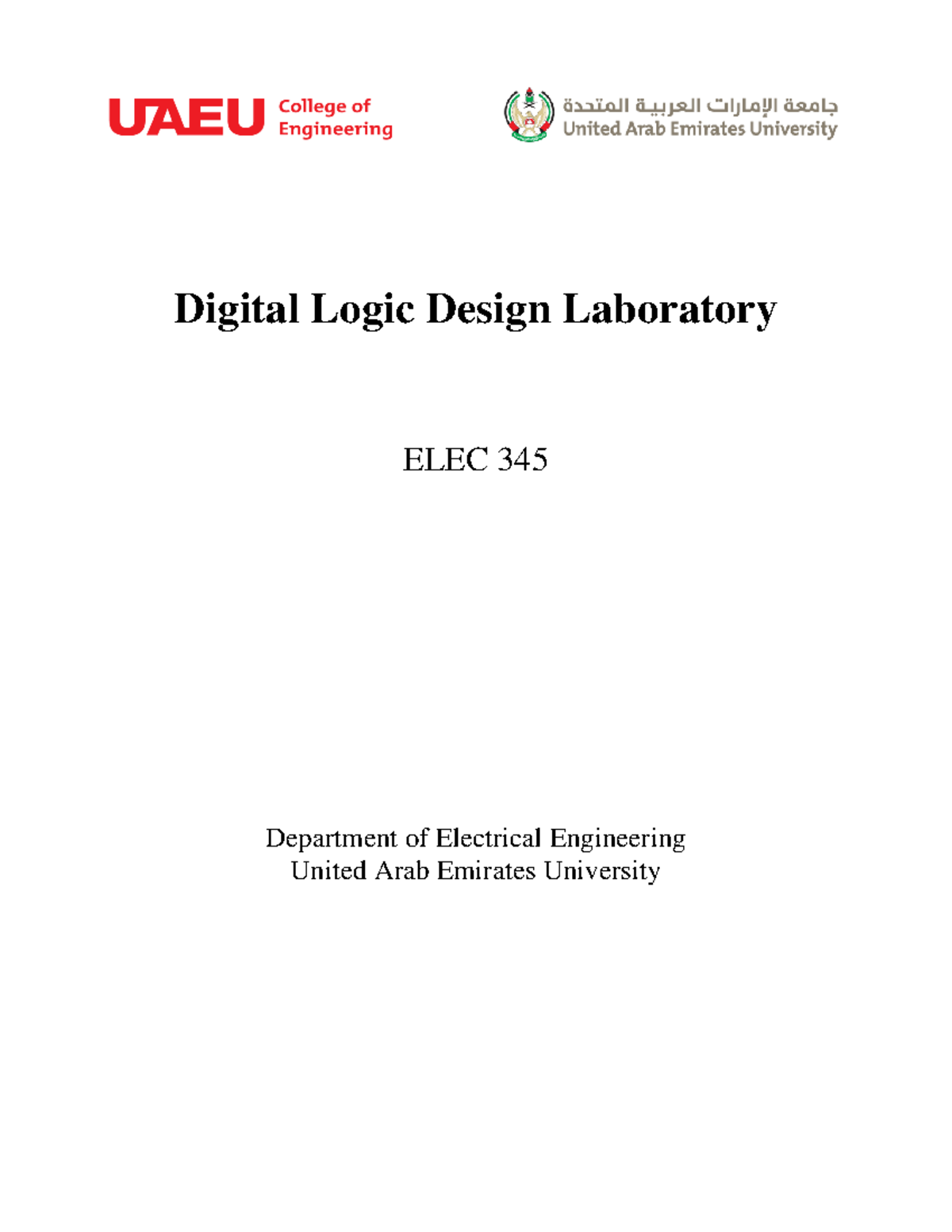 ELEC 345: Digital Logic Design Lab Manual - Experiment 1 Guide - Studocu