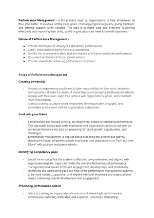 Performance Management - Study Notes & Assignments - Studocu