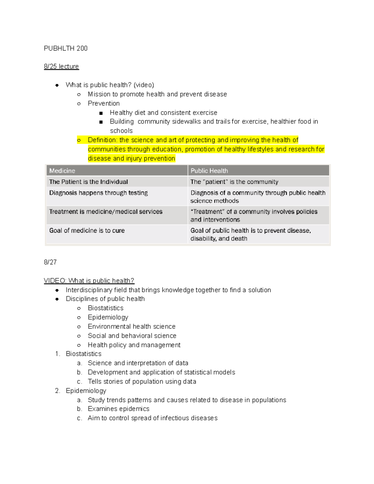 Pubhlth 200: Exam 1 Notes on Public Health Concepts and Ethics - Studocu