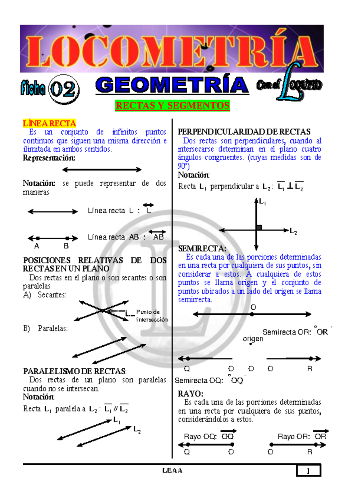 Teoría de Segmentos: Rectas, Medidas y Problemas (MAT101) - Document Preview