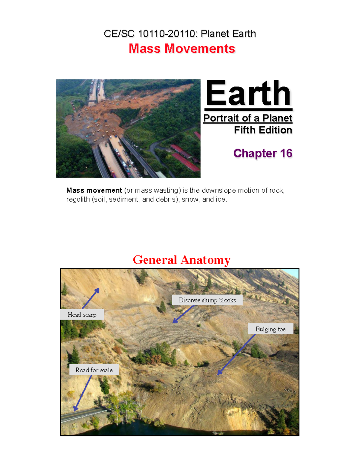 Chapter 16: Mass Movements in Planet Earth (Marshak, 5th Ed.) - Studocu