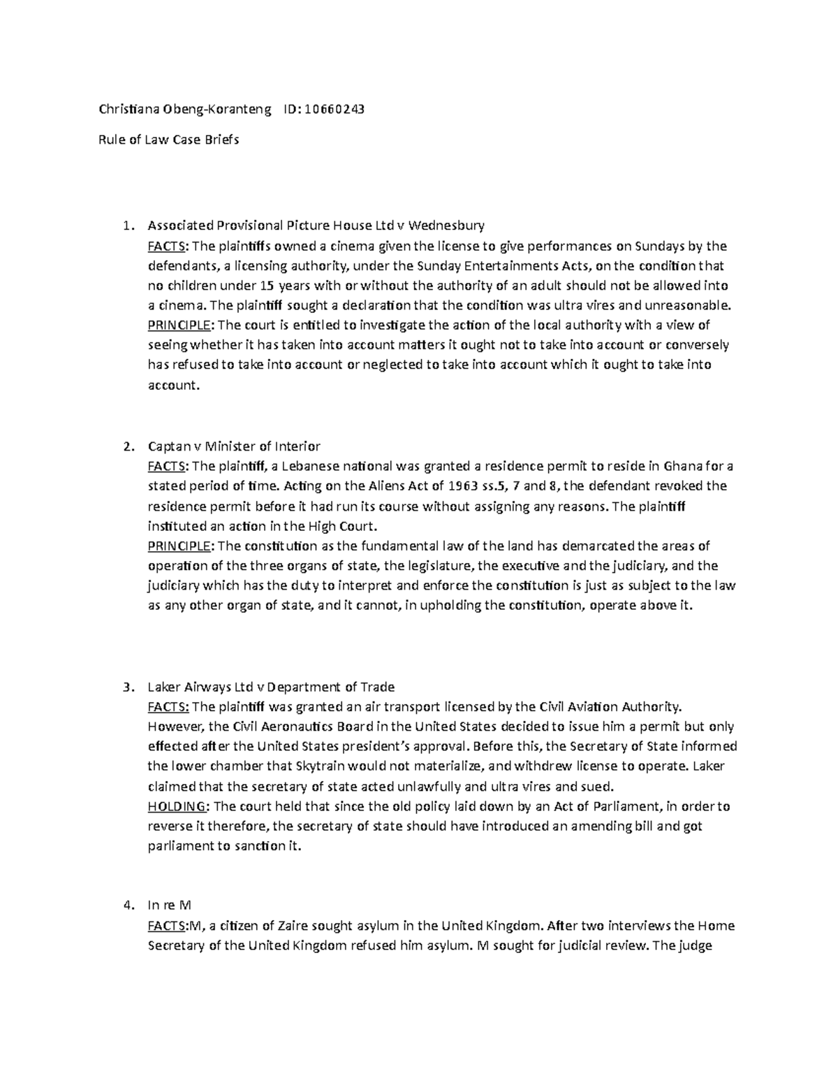 Rule of Law Case Briefs: Key Principles and Facts Analysis - Studocu