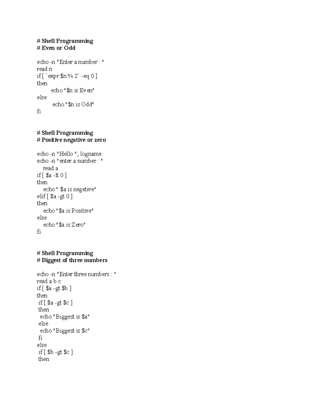 Shell Programming 2 - Shell Programming Even or Odd echo -n "Enter a ...