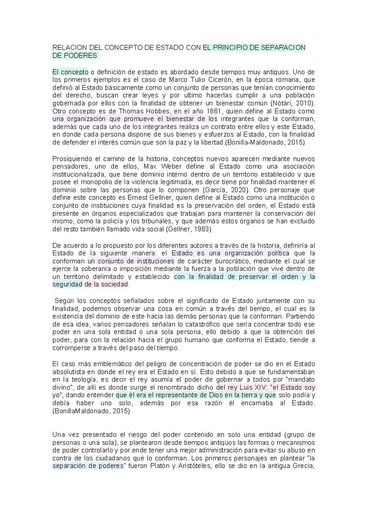 FORO Relacion DEL Concepto DE Estado CON EL Principio DE Separacion DE ...