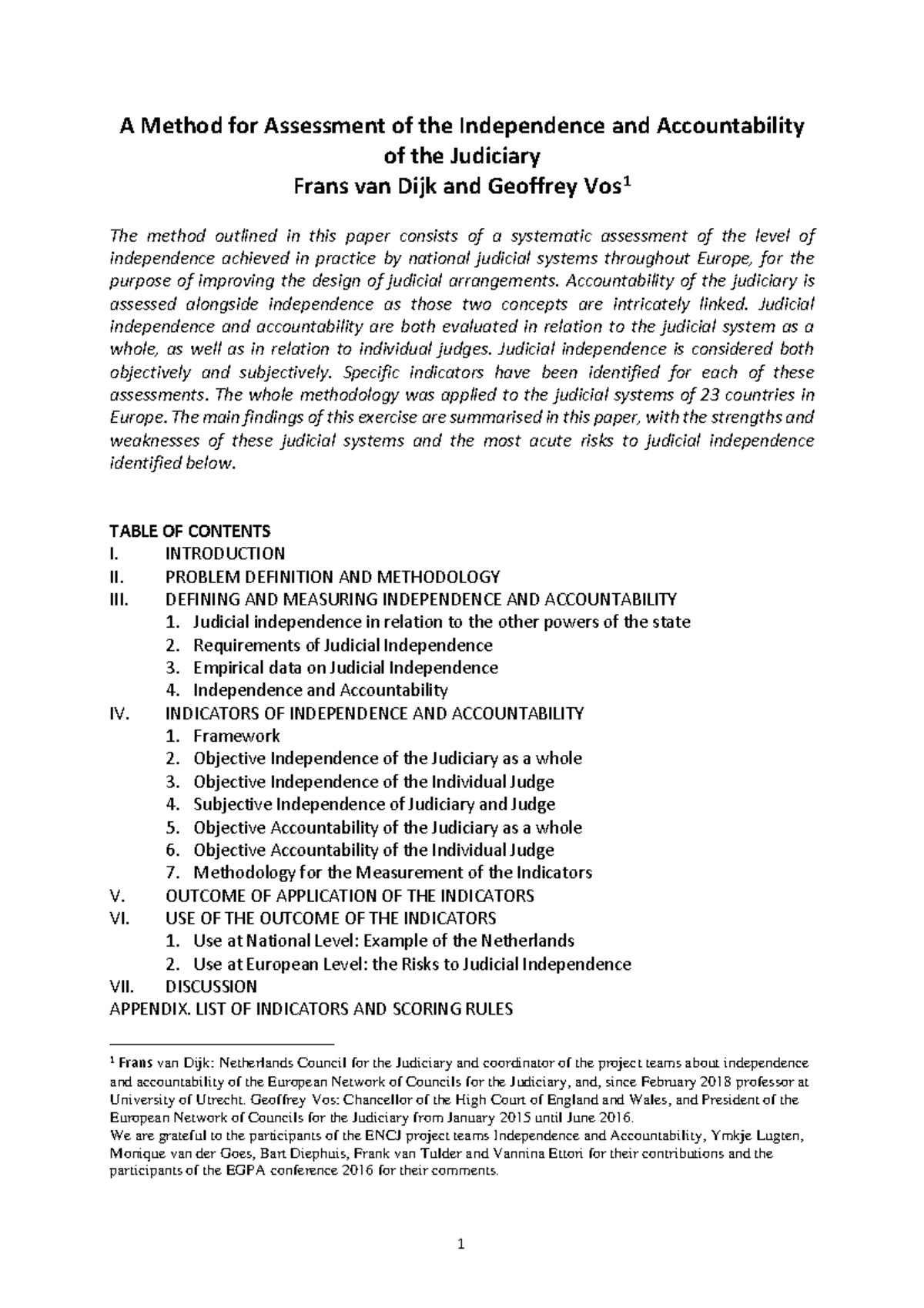 A Method for Assessing Independence & Accountability in Judiciary - Studocu