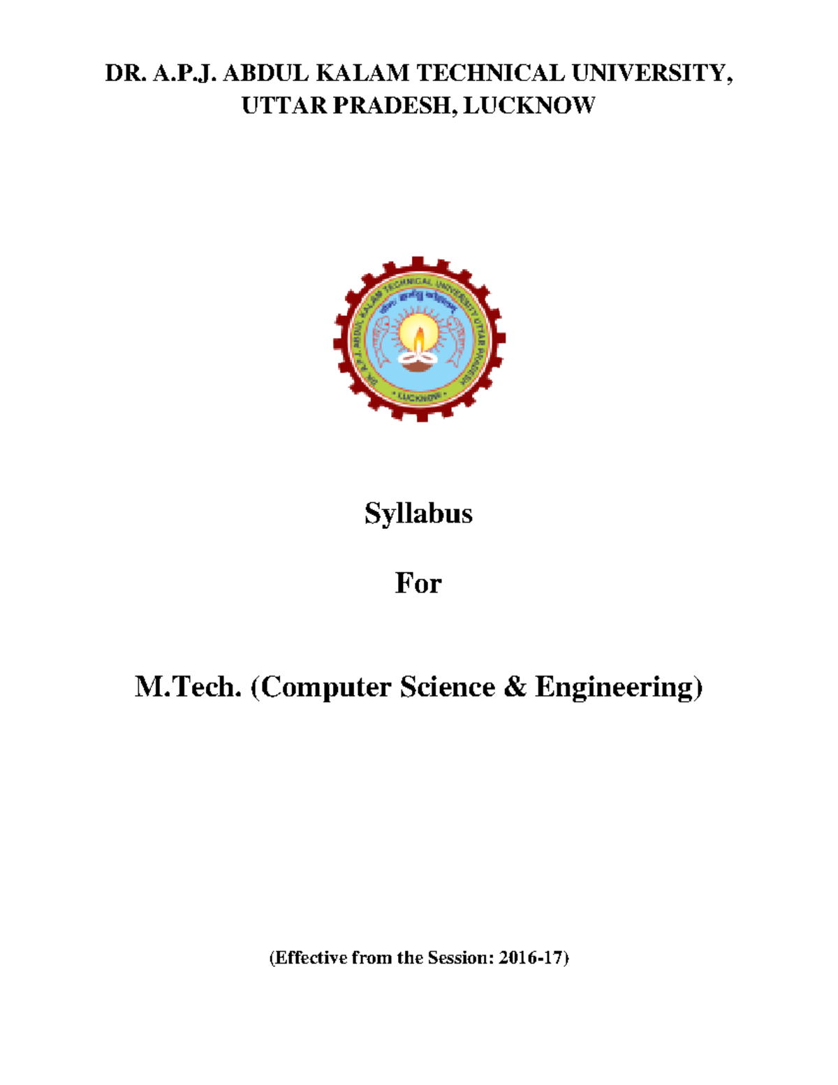 M.Tech. Computer Science & Engineering (Effective from the Session ...
