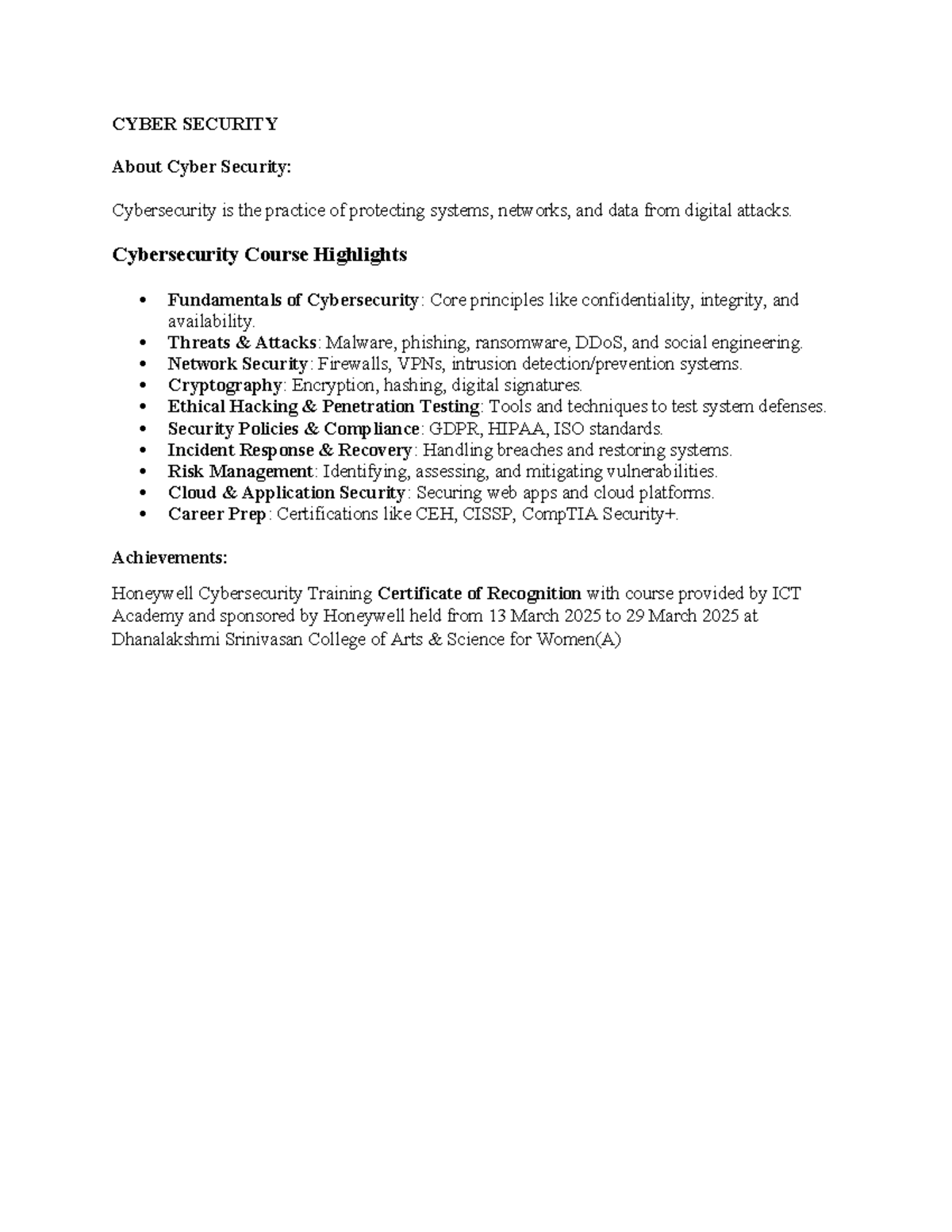CYBER SECURITY: Fundamentals & Key Concepts Overview - Studocu