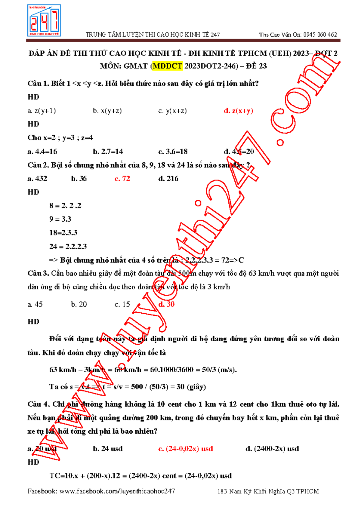 23.DAP AN DE THI THU GMAT MDDCT 2023DOT2-246 - KINH TE UEH - Document Preview
