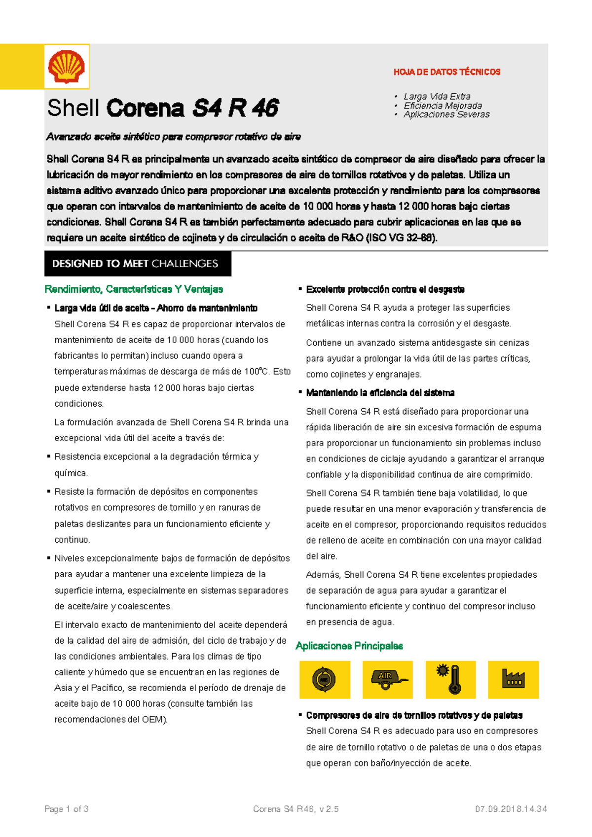 Ficha Técnica Shell Corena S4 R 46: Aceite Sintético para Compresores ...