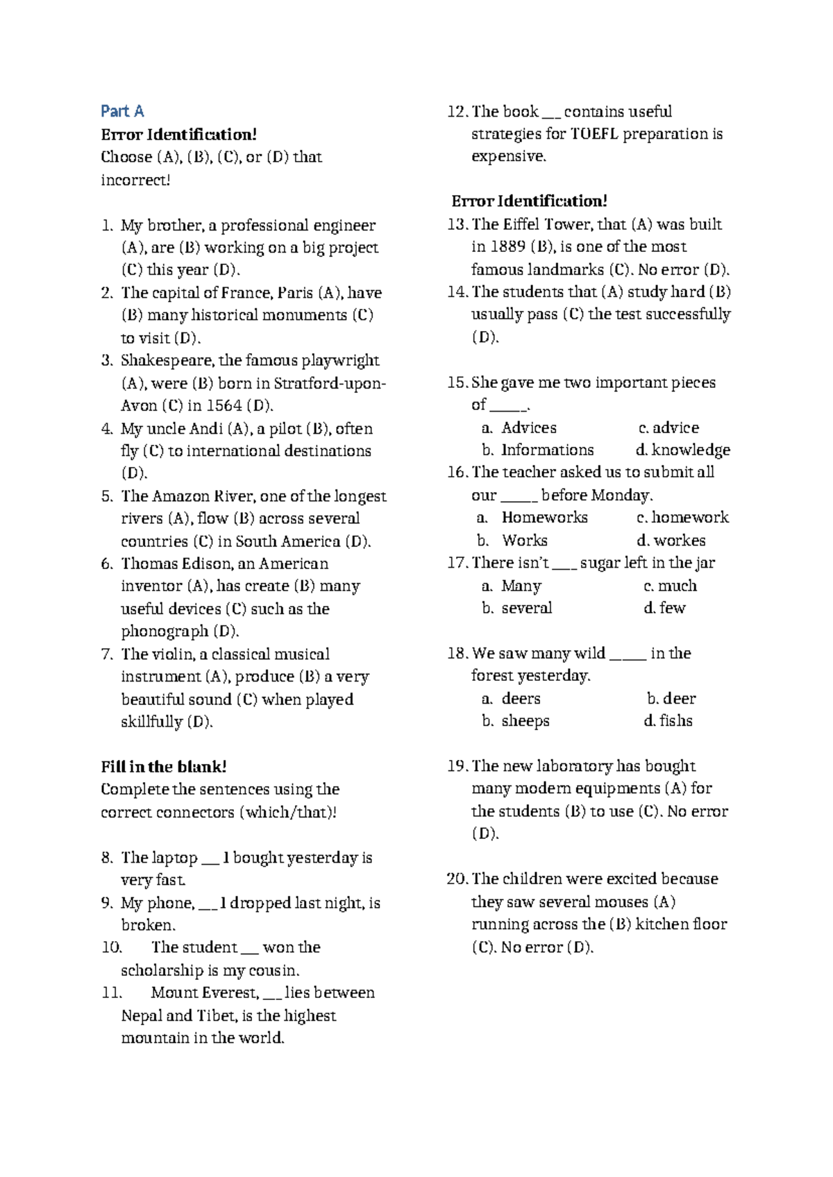 Parallel Structure Exercises-1 (105040) - Studocu