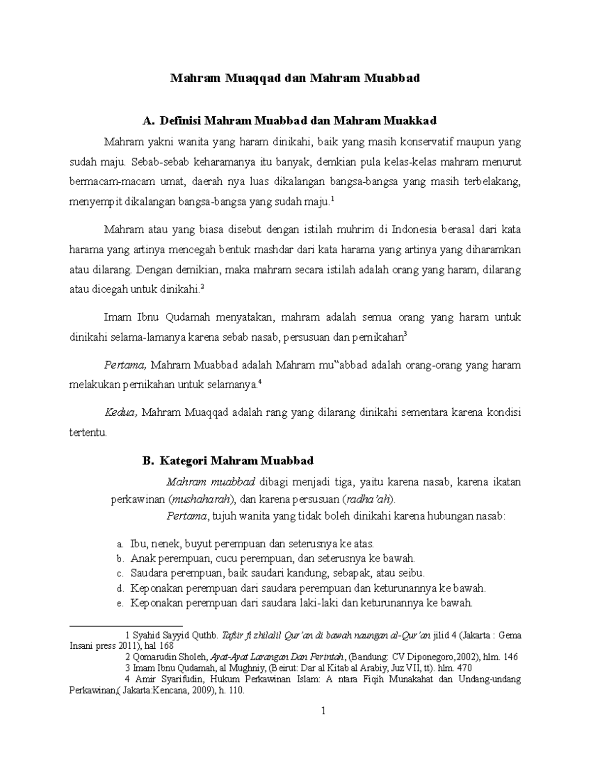 FIQH Munakahat II: Mahram Muakkad & Mahram Muabbad Explained - Studocu