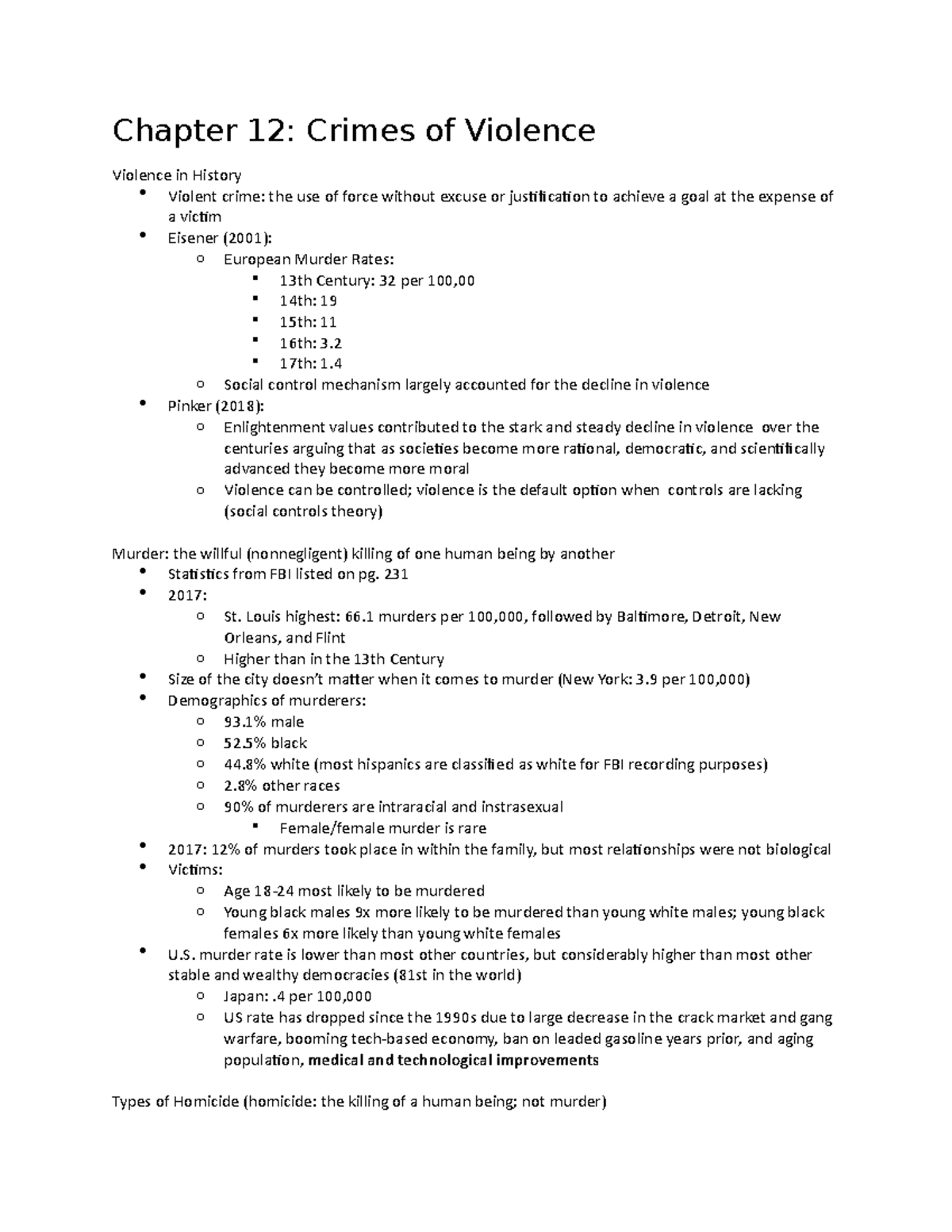 CJ 315 Chapter 12 Crimes of Violence - Chapter 12: Crimes of Violence ...