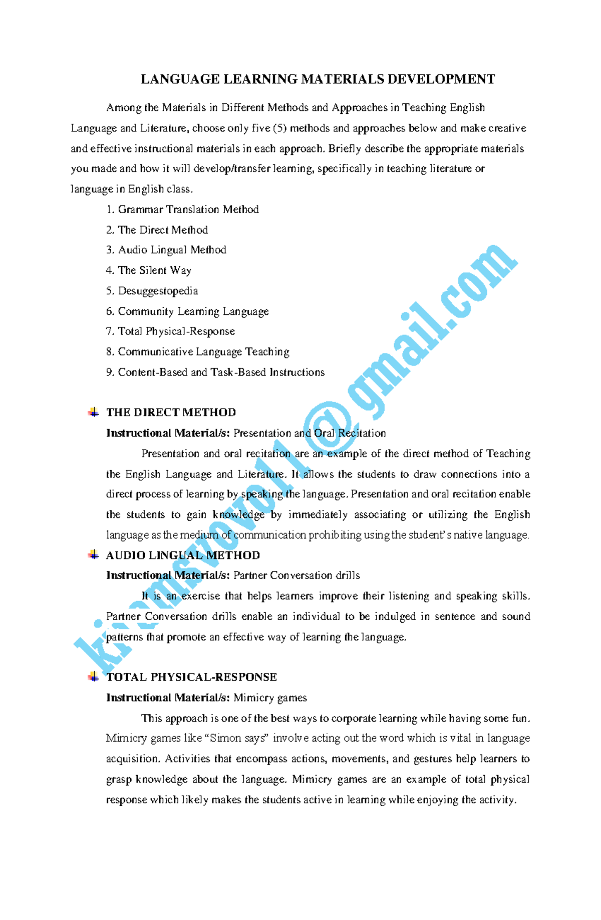 Teaching Methods & Materials for English Language & Literature (ENG101 ...