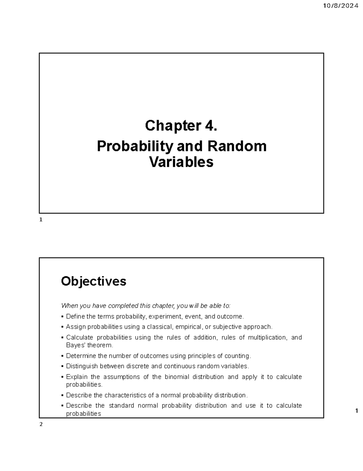 Chapter 4 - 112312312 - 1 Chapter 4. Probability and Random Variables ...